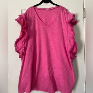 Belle by Kim Gravel Pink Ruffle Sleeve Women's Top Women’s Size 5X